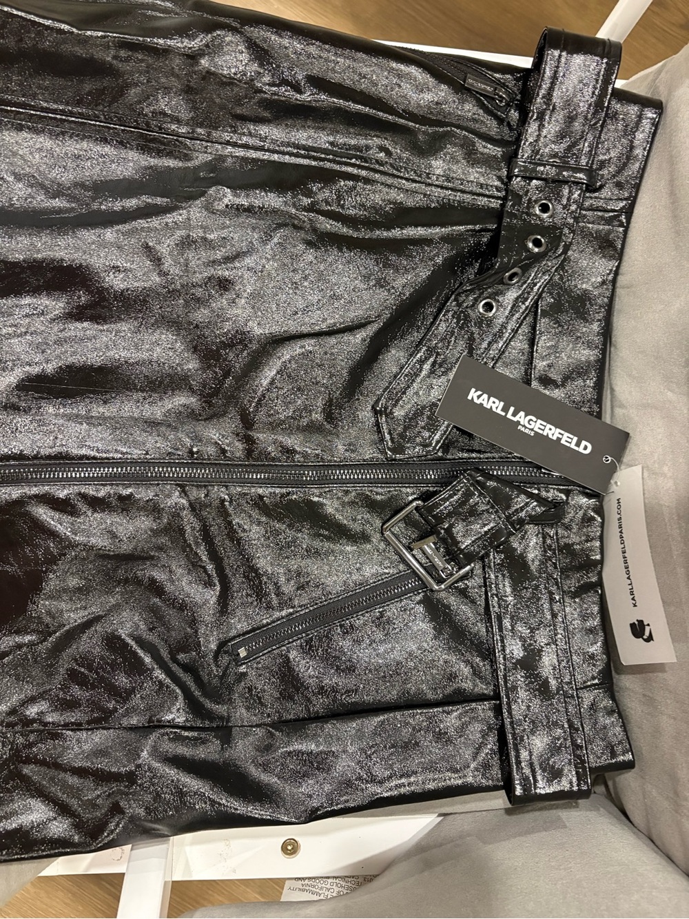 Karl Lagerfeld Kids Black Metallic Skirt with Belt